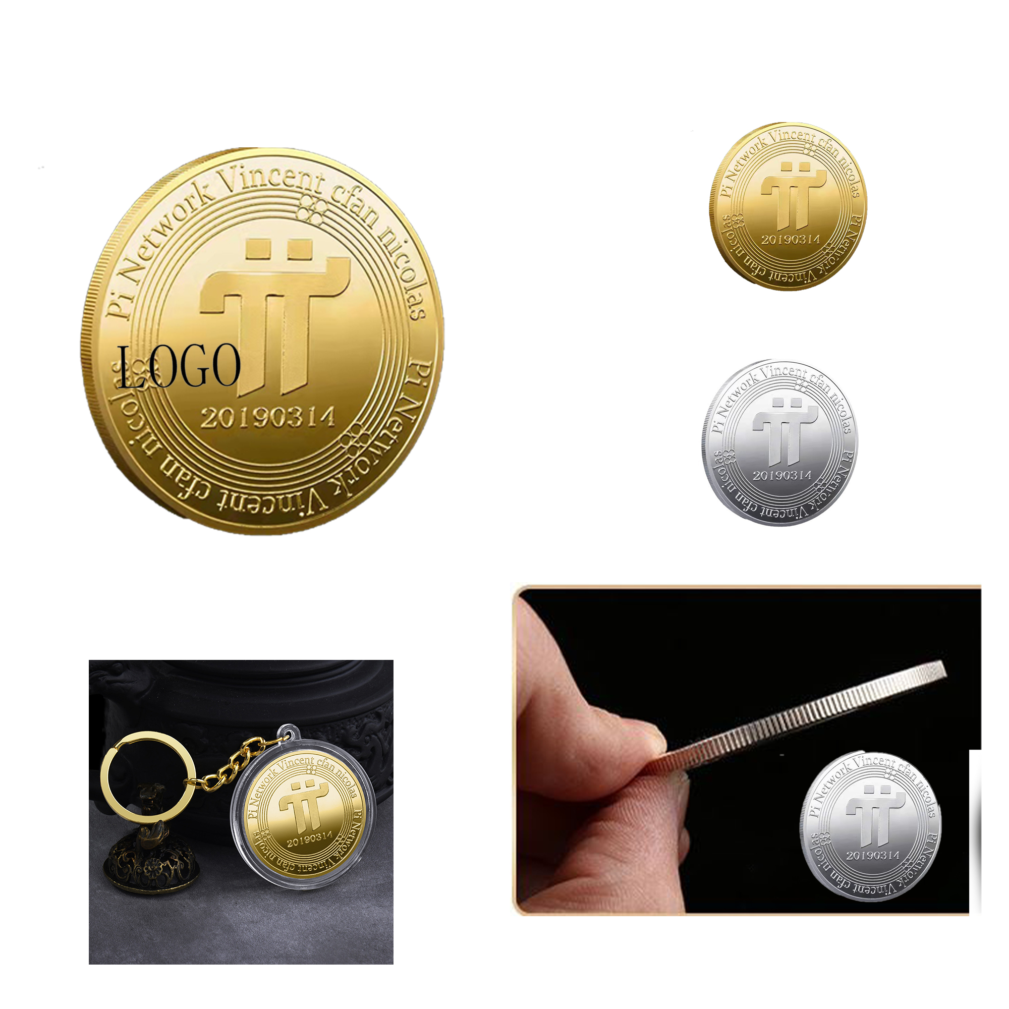 Pi Network Collectible Silver and Gold Cryptocurrency Coin