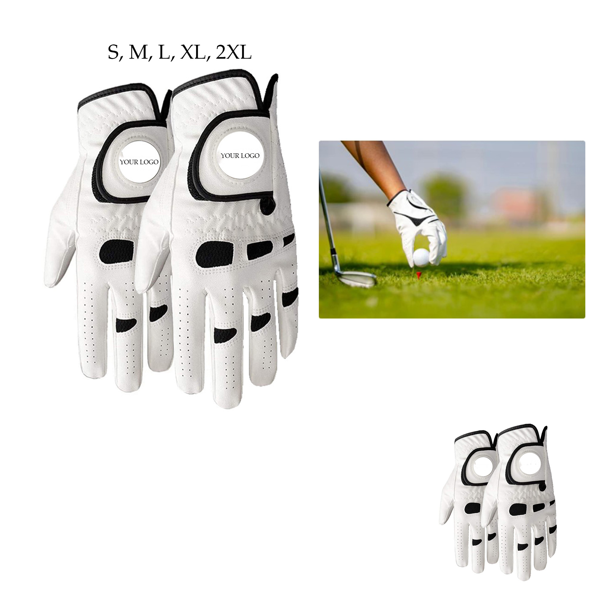 Golf Glove with Built-In Ball Marker  S,M,L,XL,2XL