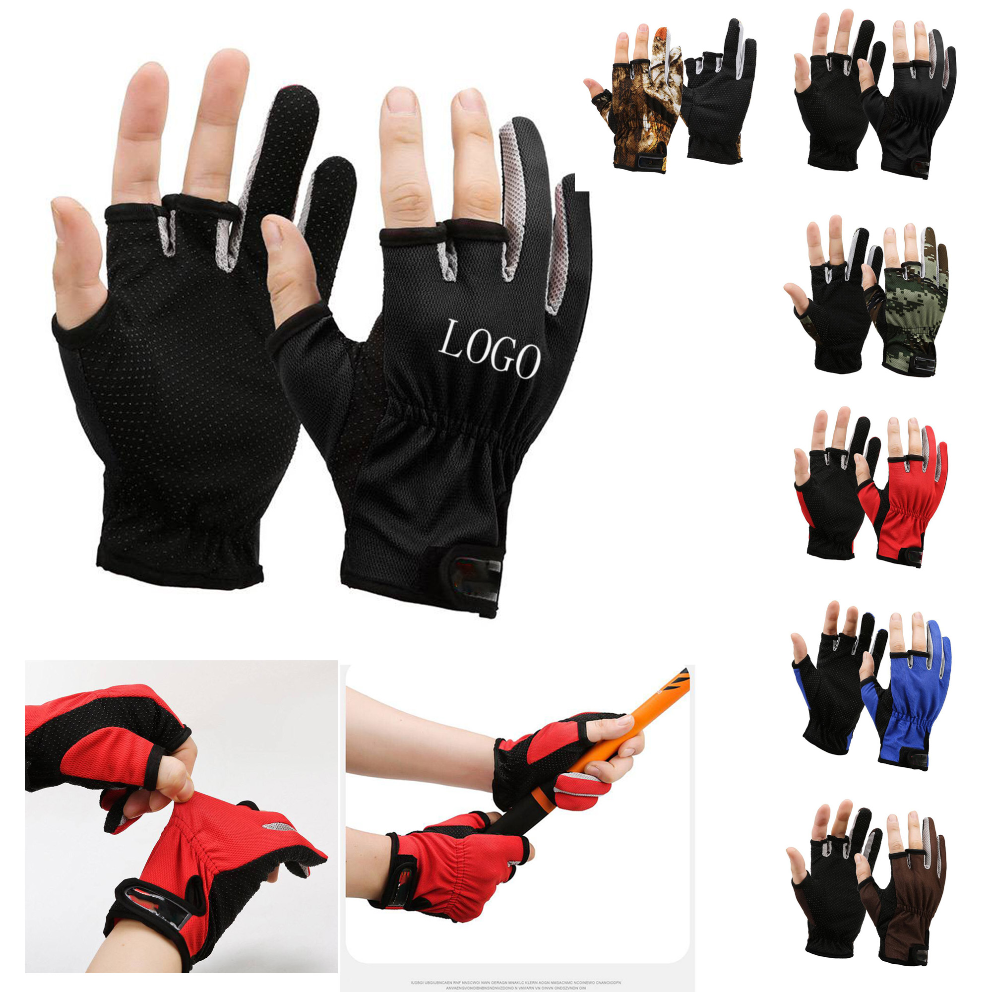 Fishing Gloves with Three Fingers (Size: 7.5 x 3.7 inches)