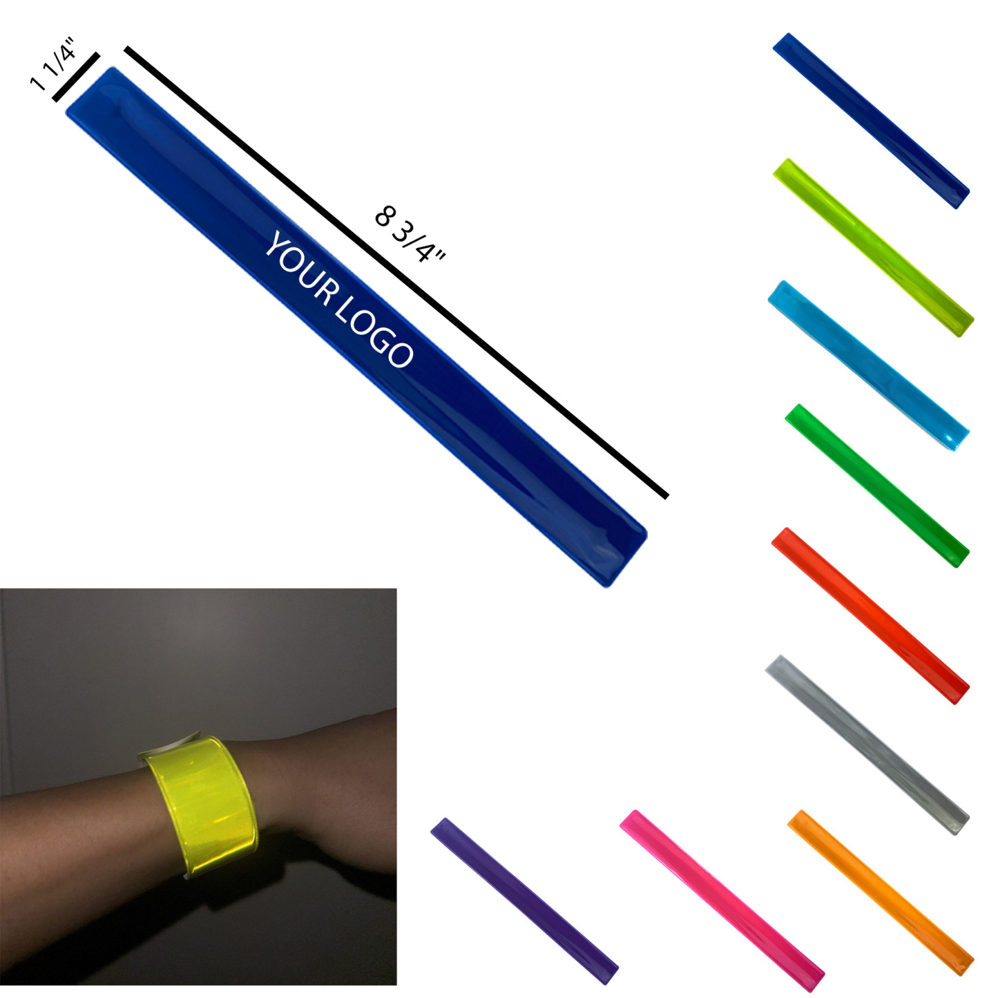 High-Visibility Slap Bracelet for Day and Night Safety    8 3/4" x 1 1/4"