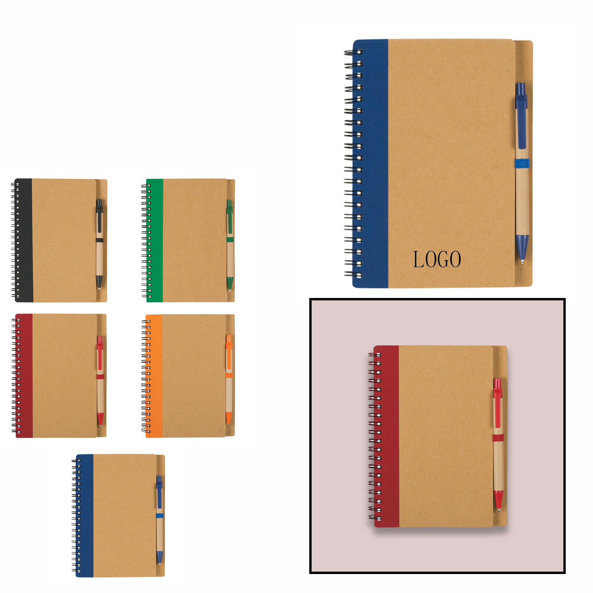 Kraft Paper Coil Notebook with Pen.