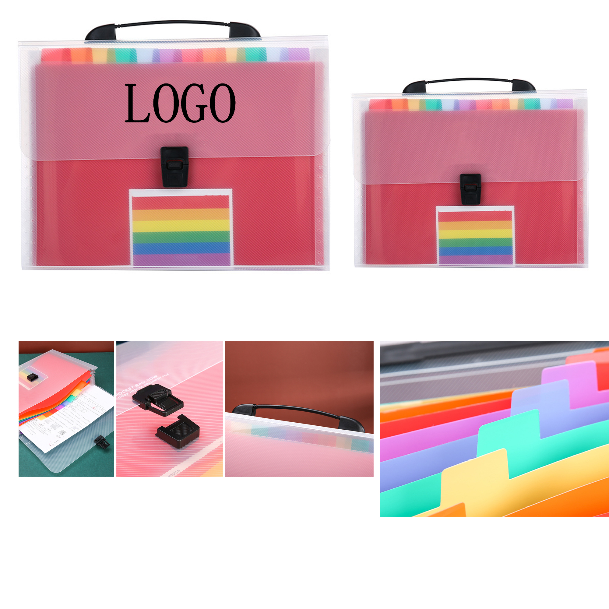 A4 accordion folder large capacity portable 13-grid accordion bag color file data label classification storage bag (10.4" x 12.9")