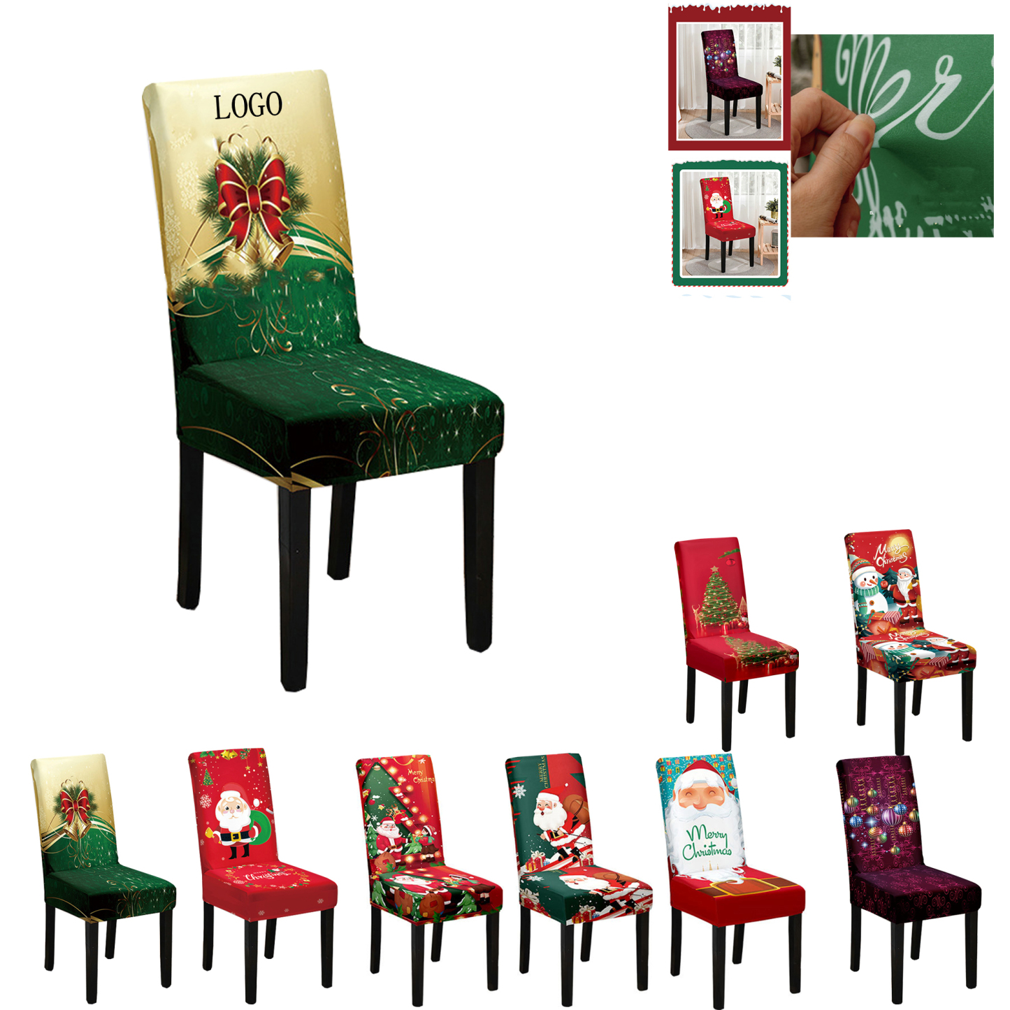 Vibrant digital print Christmas chair covers 