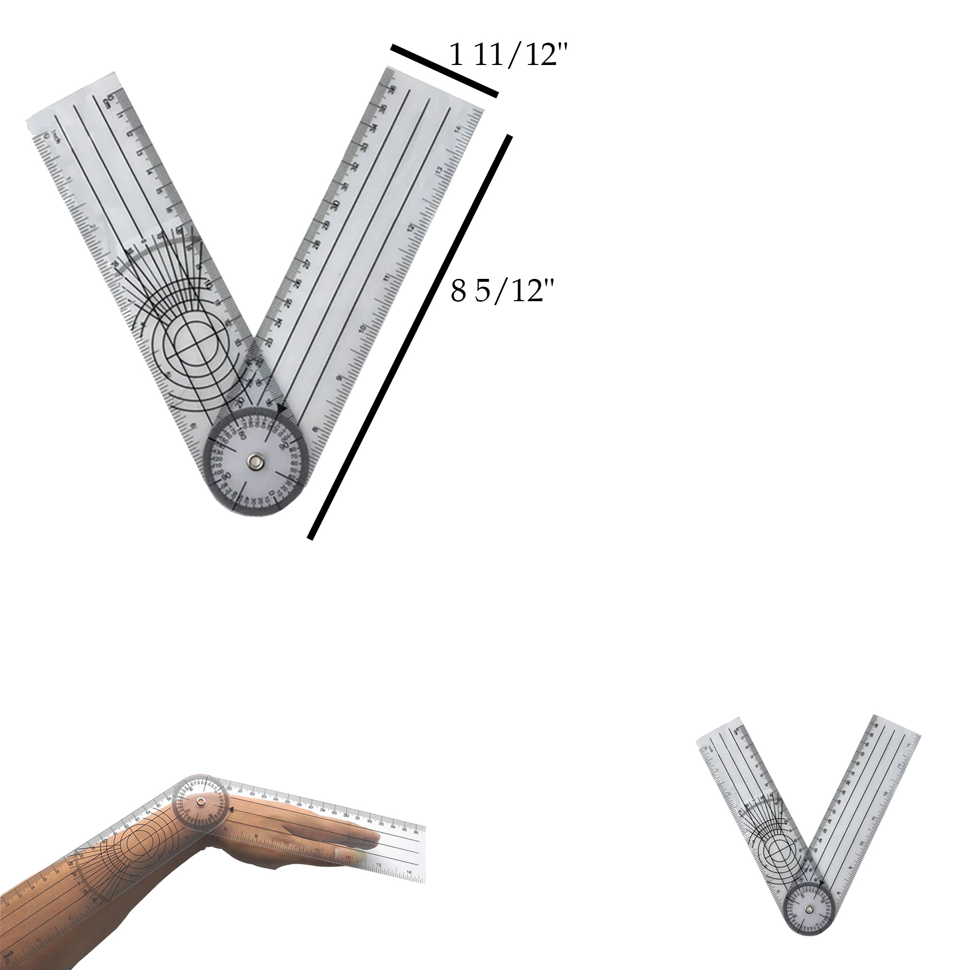 Precision Goniometer Ruler for Full 360-Degree Measurements  8 5/12" x 1 11/12"