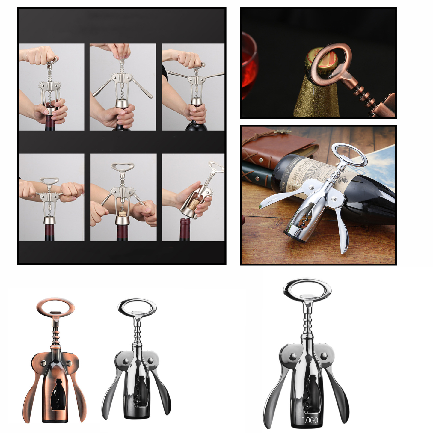 Premium Stainless Steel Wine Corkscrew Bottle Opener.