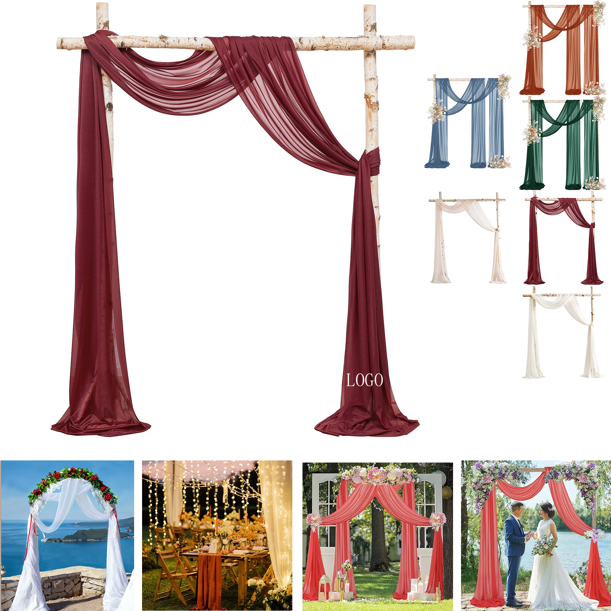 Elegant Chiffon Drapery Curtain 27.6" x 236.2"