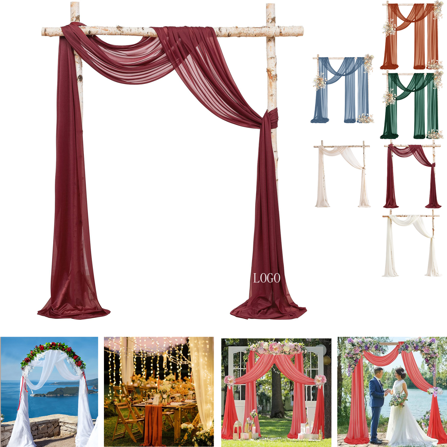 Elegant Chiffon Drapery Curtain 27.6" x 236.2"