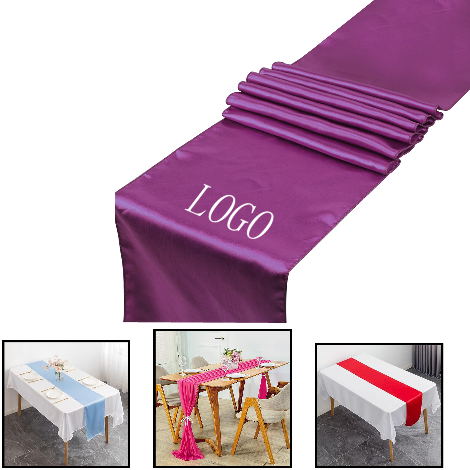 Elegant Satin Table Runner Flag for Dining 11.8" x 108.3"