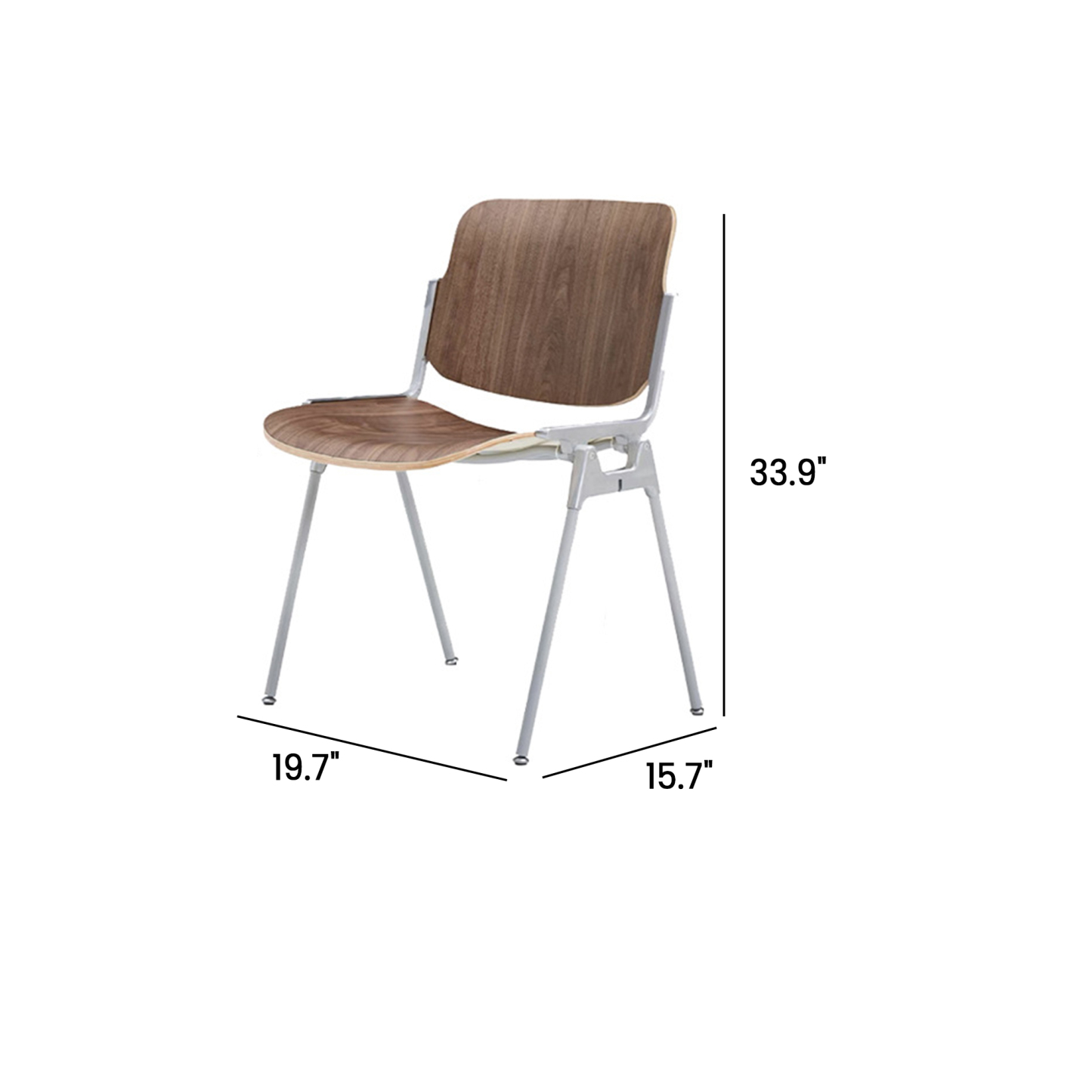 Industrial-Style Cafe Chair, Solid Wood & Stainless Steel, 33.9" x 15.7" x 19.7" 