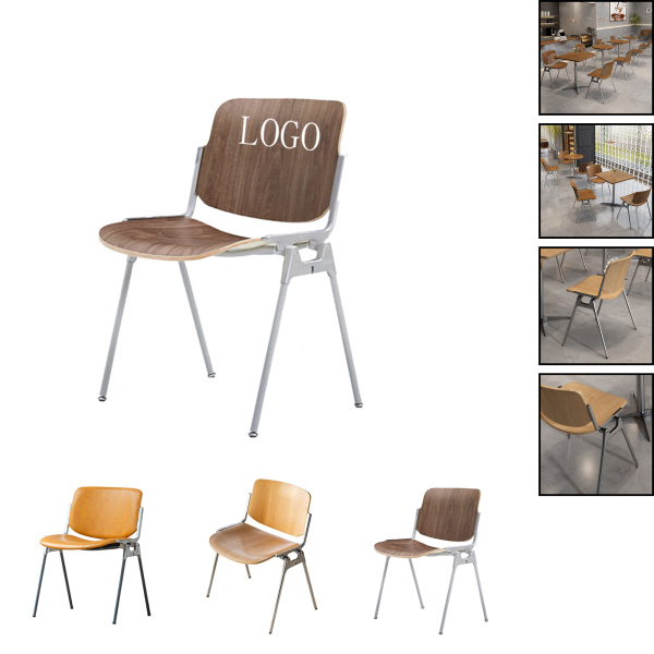 Industrial-Style Cafe Chair, Solid Wood & Stainless Steel, 33.9" x 15.7" x 19.7" 
