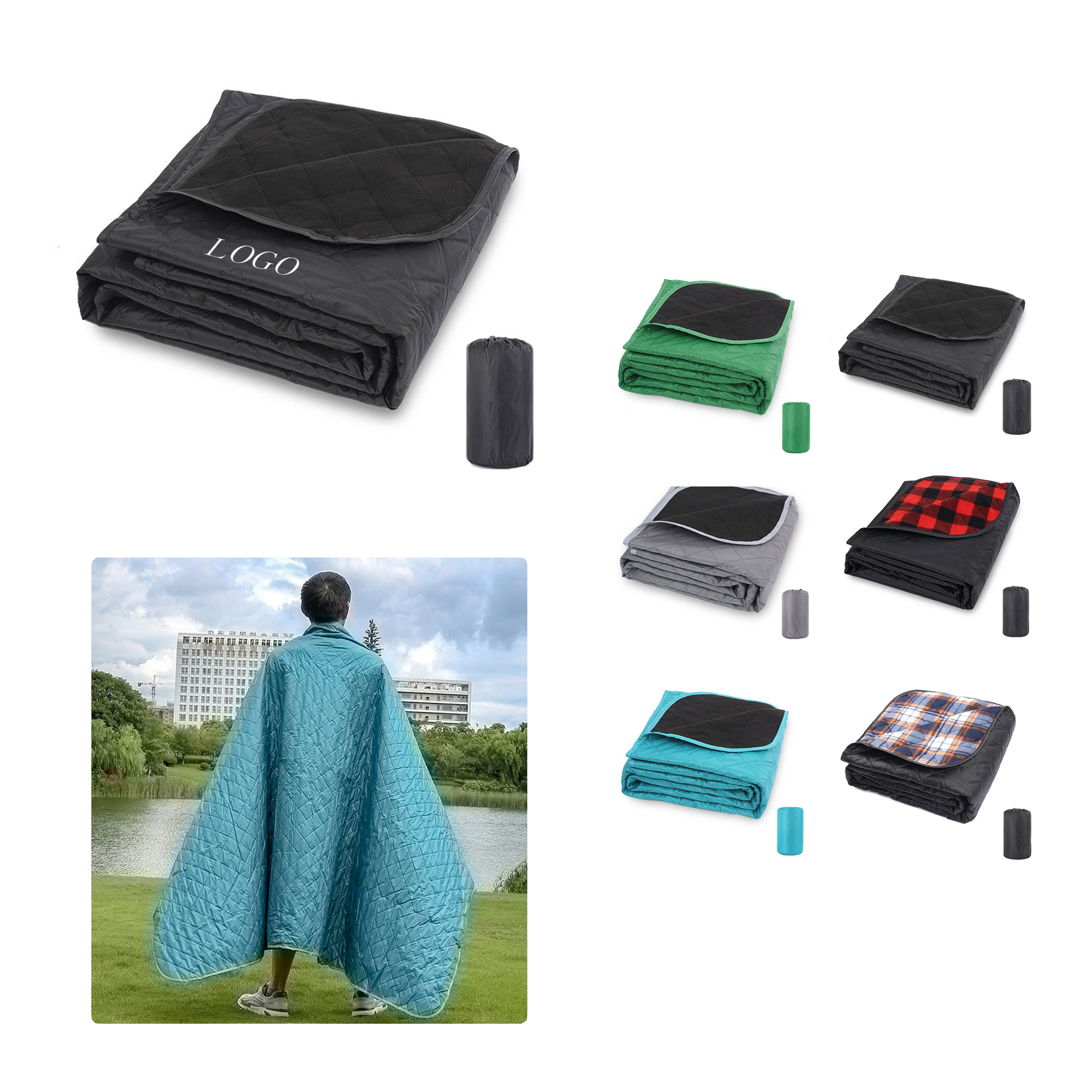 Waterproof Polar Fleece Camping Blanket 82.0" x 55.0"