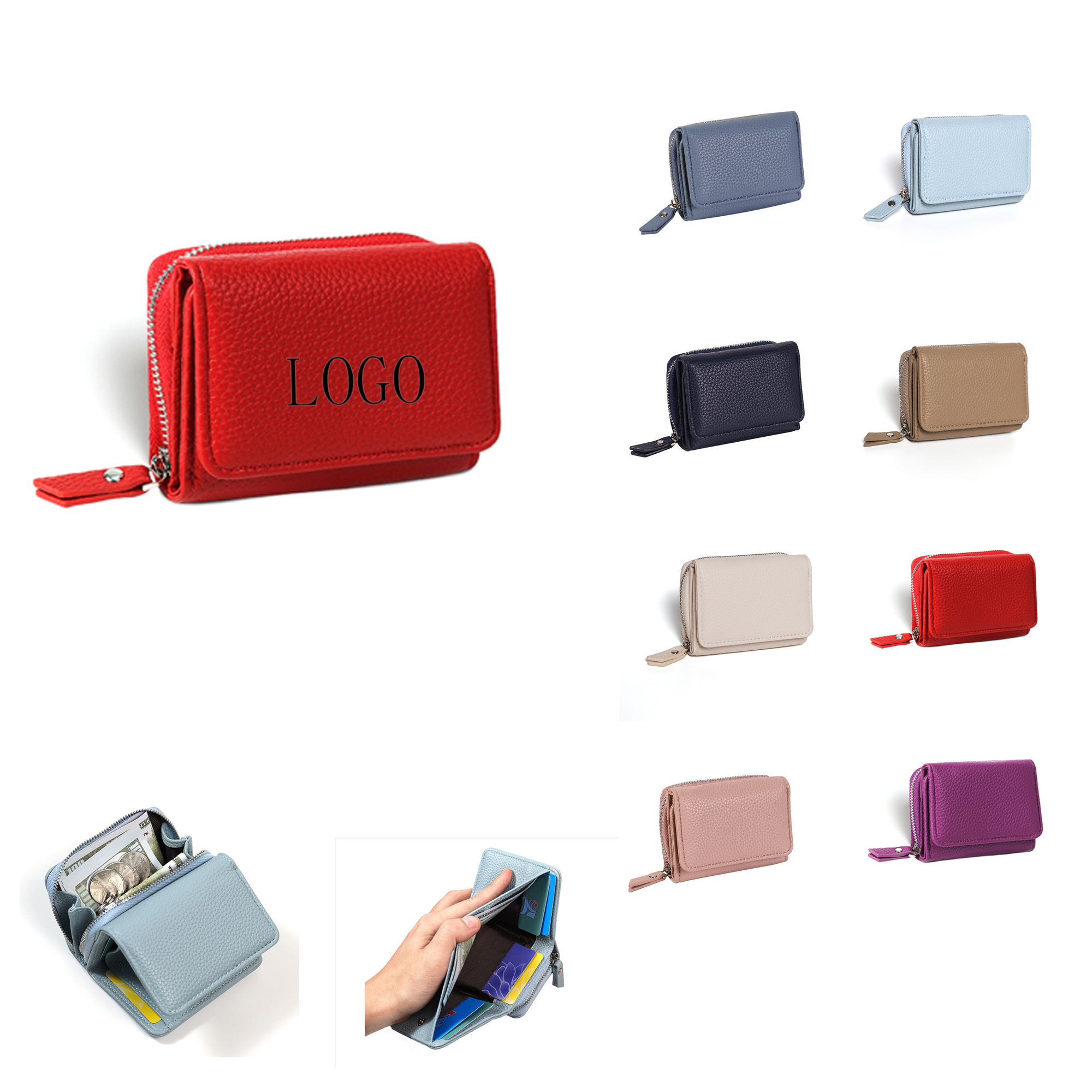 Trifold Compact Solid Color Purse