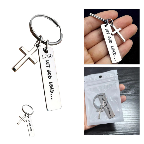 Stainless Steel Keychain with Religious Message 2.0" x 0.5"