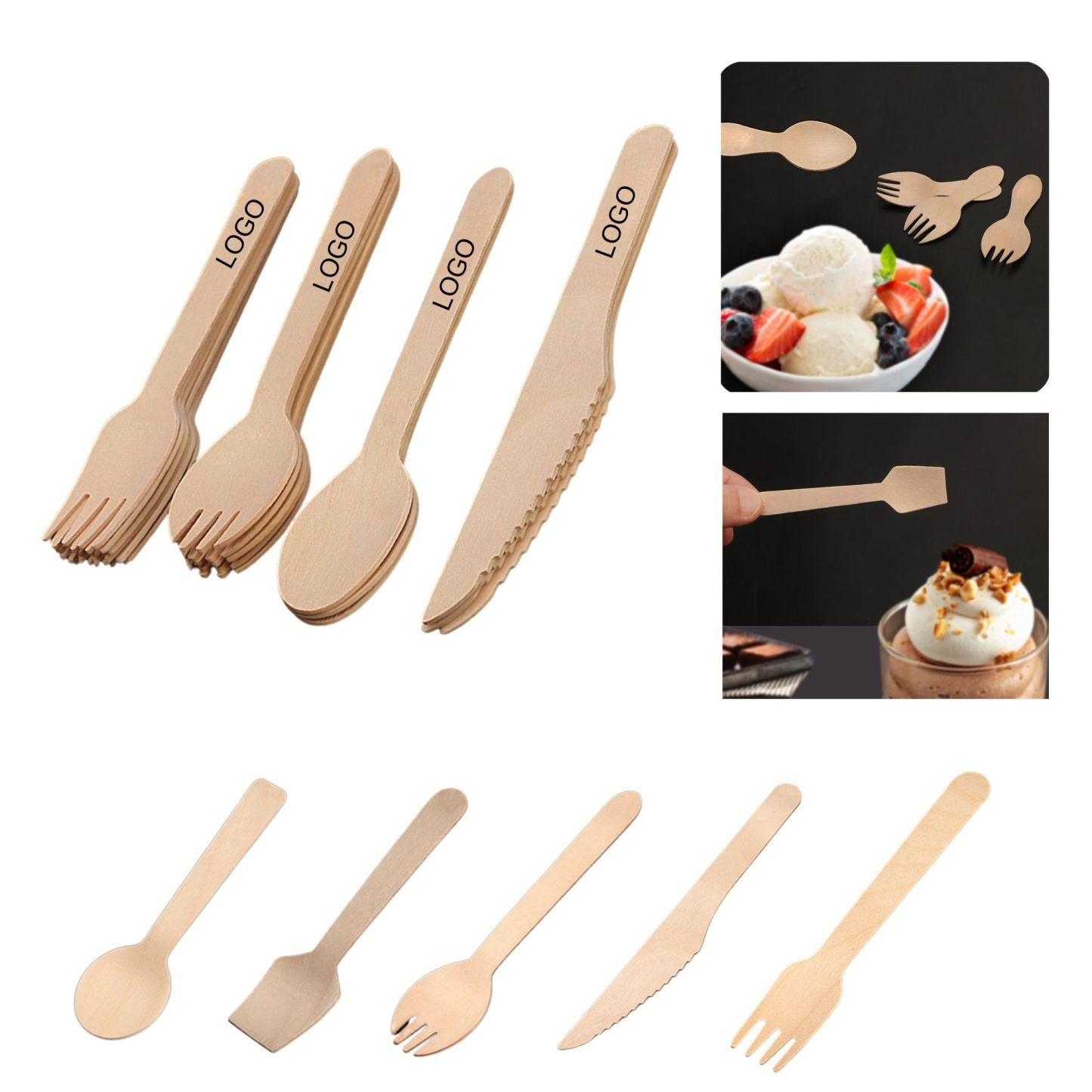 Wooden Ice Cream Cutlery Set