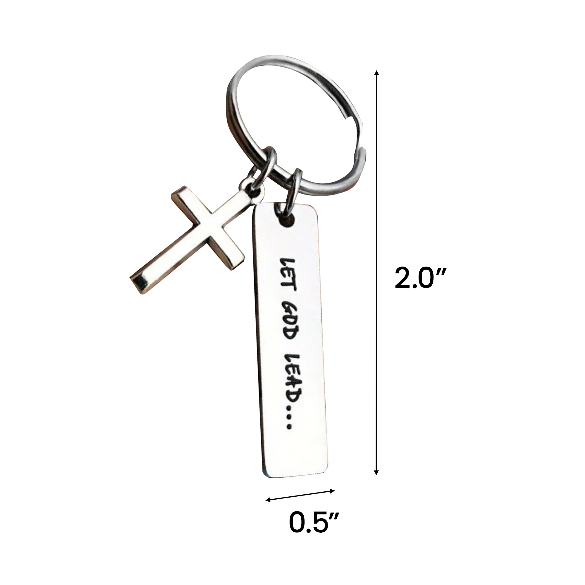 Stainless Steel Keychain with Religious Message 2.0" x 0.5"