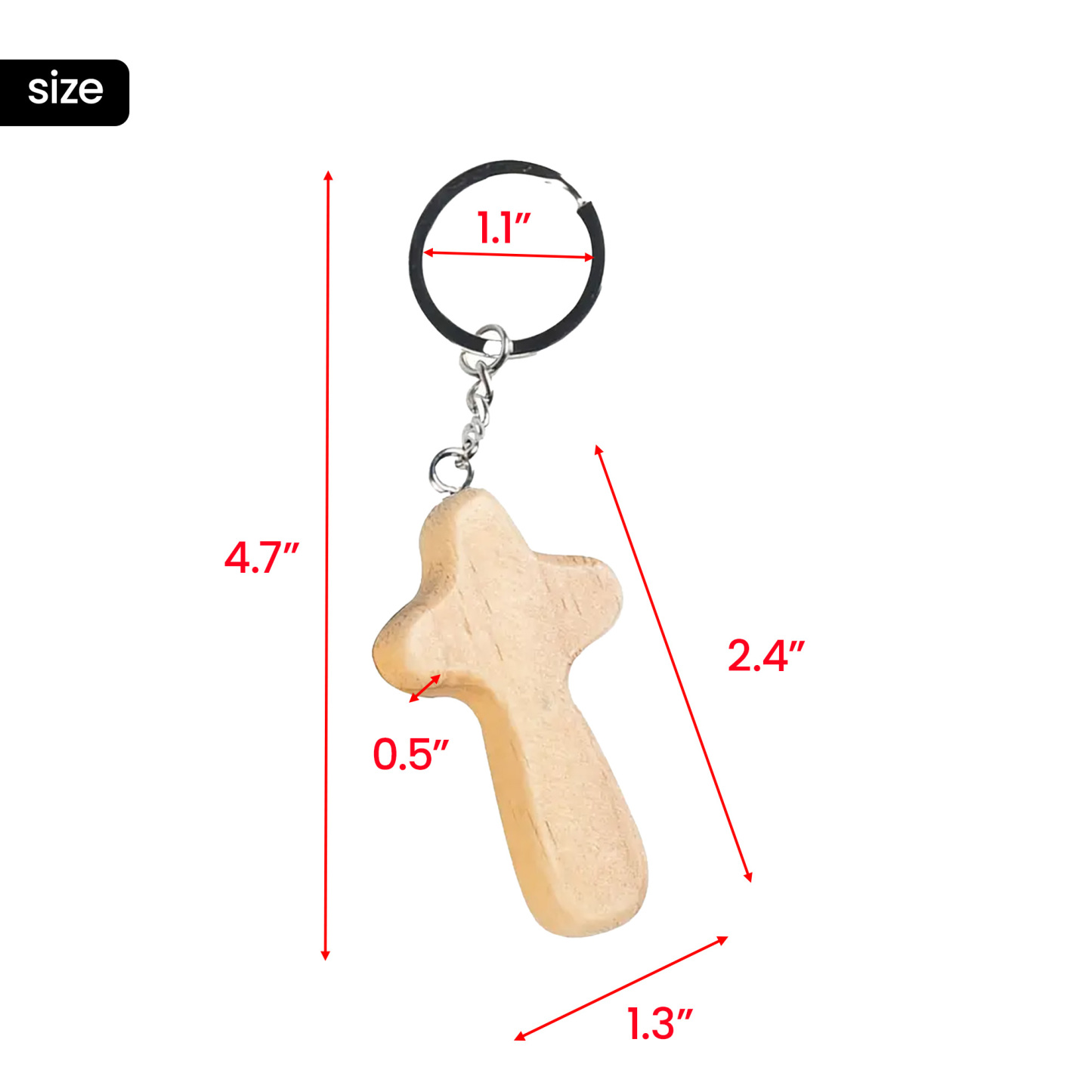 Religious Keychain with Cross Design 2.4" x 1.3" x 0.5"