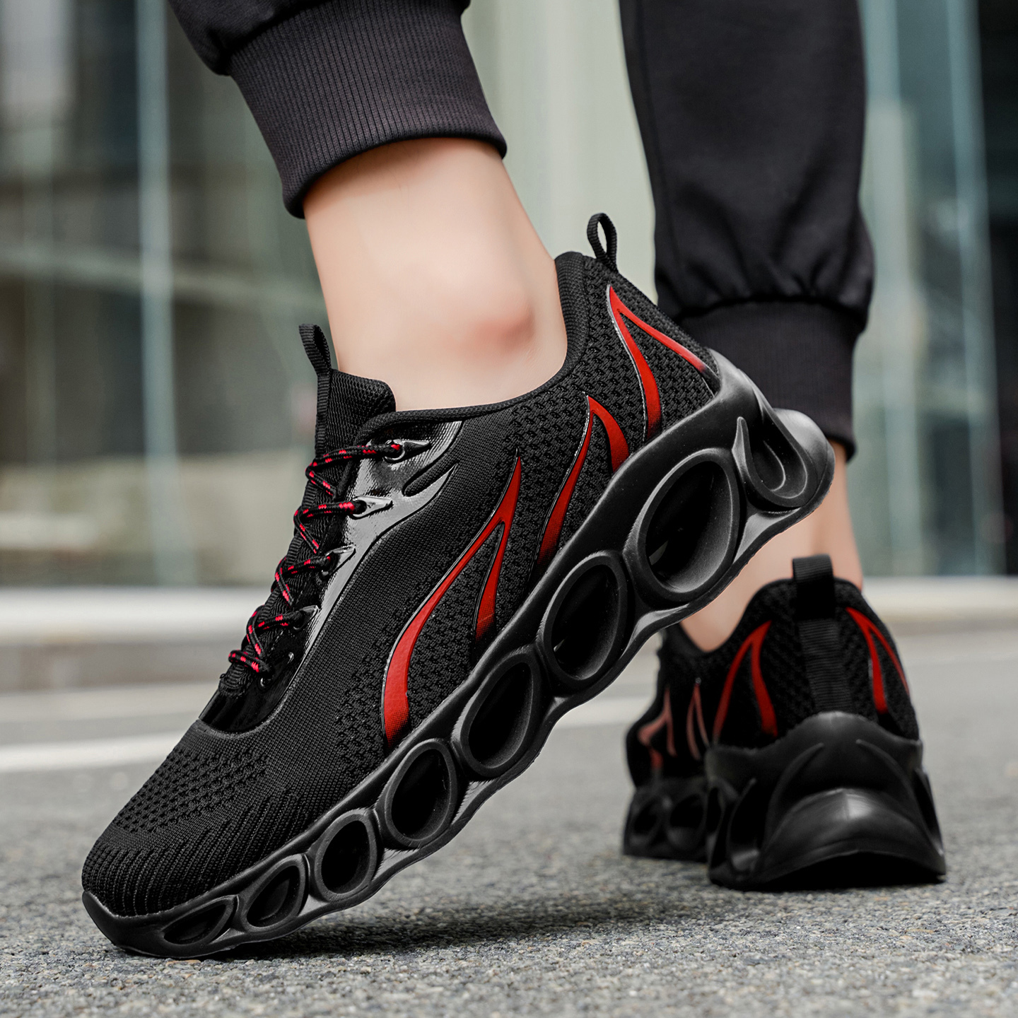 Softsfeel® Women's Relieve Foot Pain Perfect Walking Shoes - Black Red