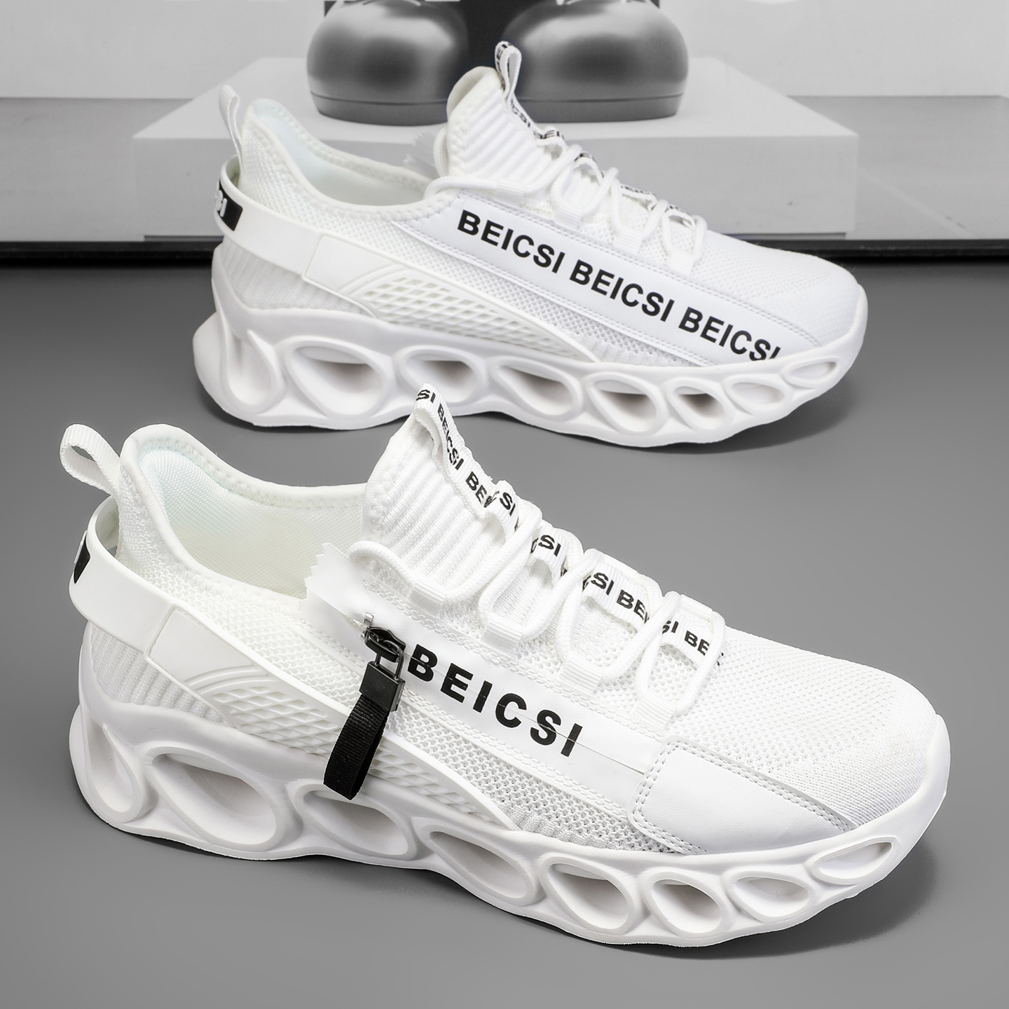 Softsfeel® Men's Side-Zip ComfortFit Walking Shoes - White