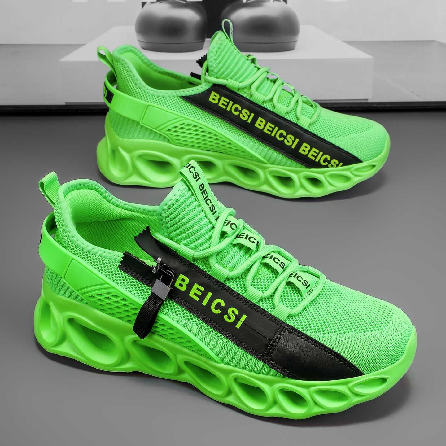 Softsfeel® Men's Side-Zip ComfortFit Walking Shoes - Green