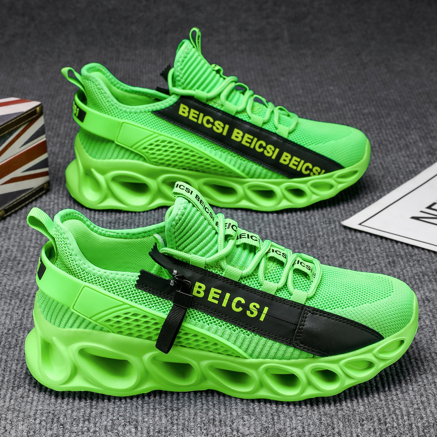 Softsfeel® Men's Side-Zip ComfortFit Walking Shoes - Green