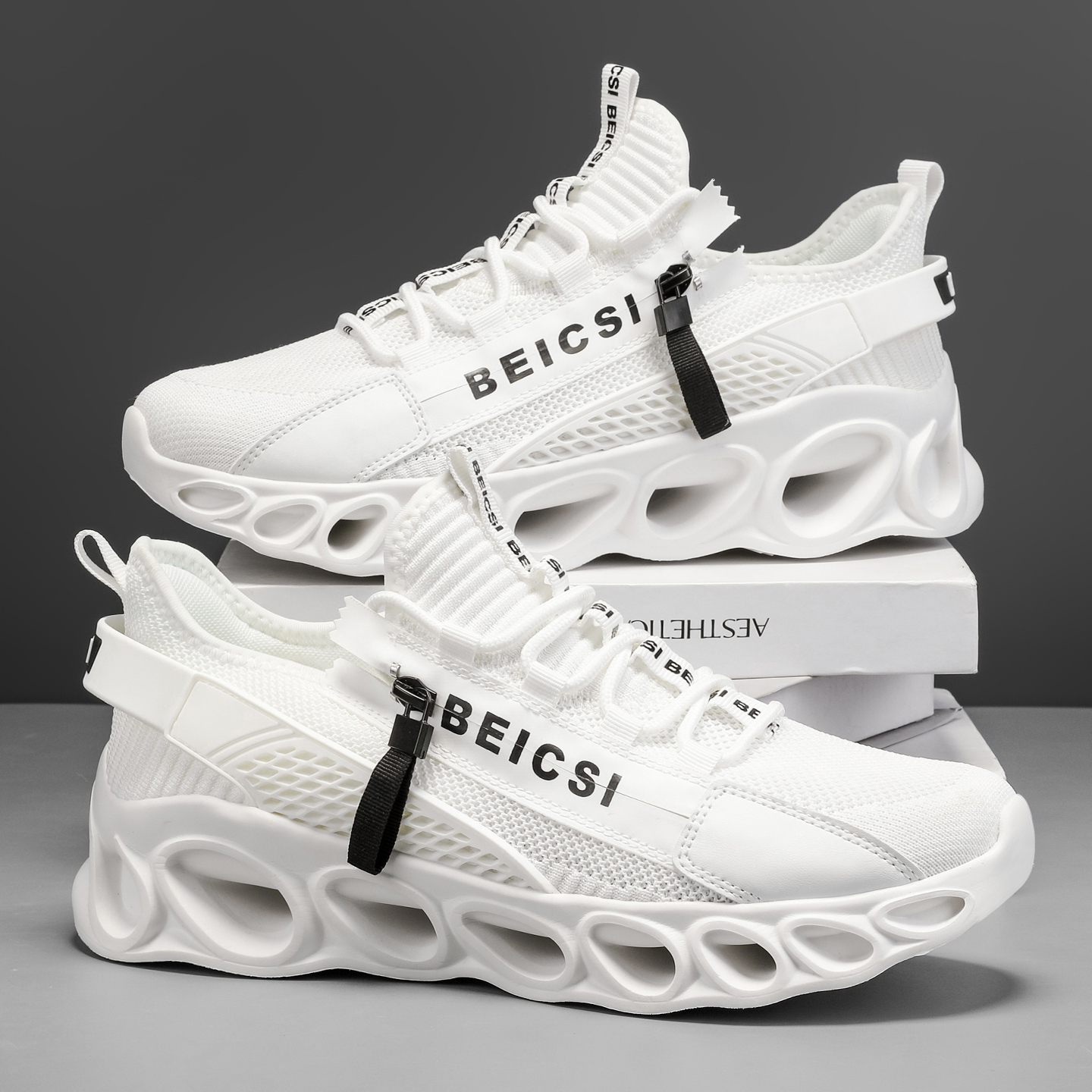 Softsfeel® Men's Side-Zip ComfortFit Walking Shoes - White