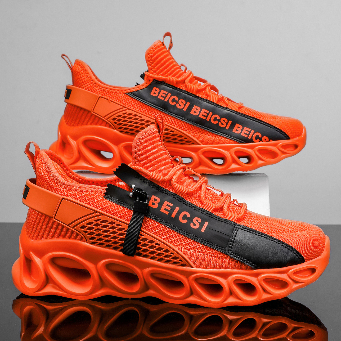 Softsfeel® Men's Side-Zip ComfortFit Walking Shoes - Orange