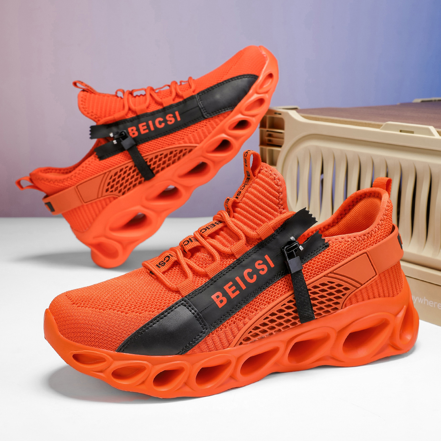 Softsfeel® Men's Side-Zip ComfortFit Walking Shoes - Orange