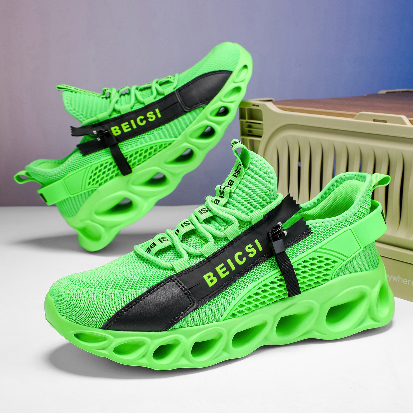 Softsfeel® Men's Side-Zip ComfortFit Walking Shoes - Green