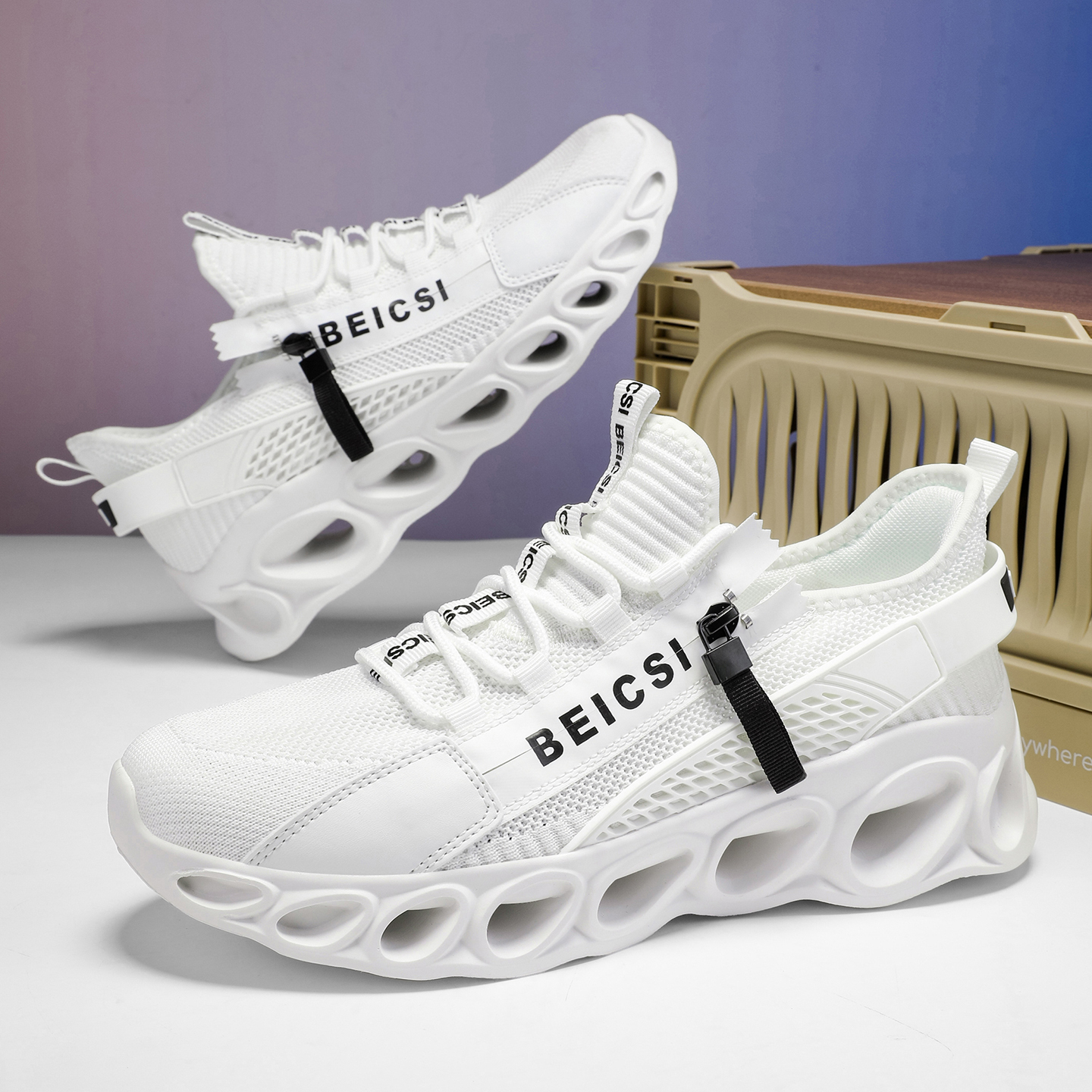 Softsfeel® Men's Side-Zip ComfortFit Walking Shoes - White