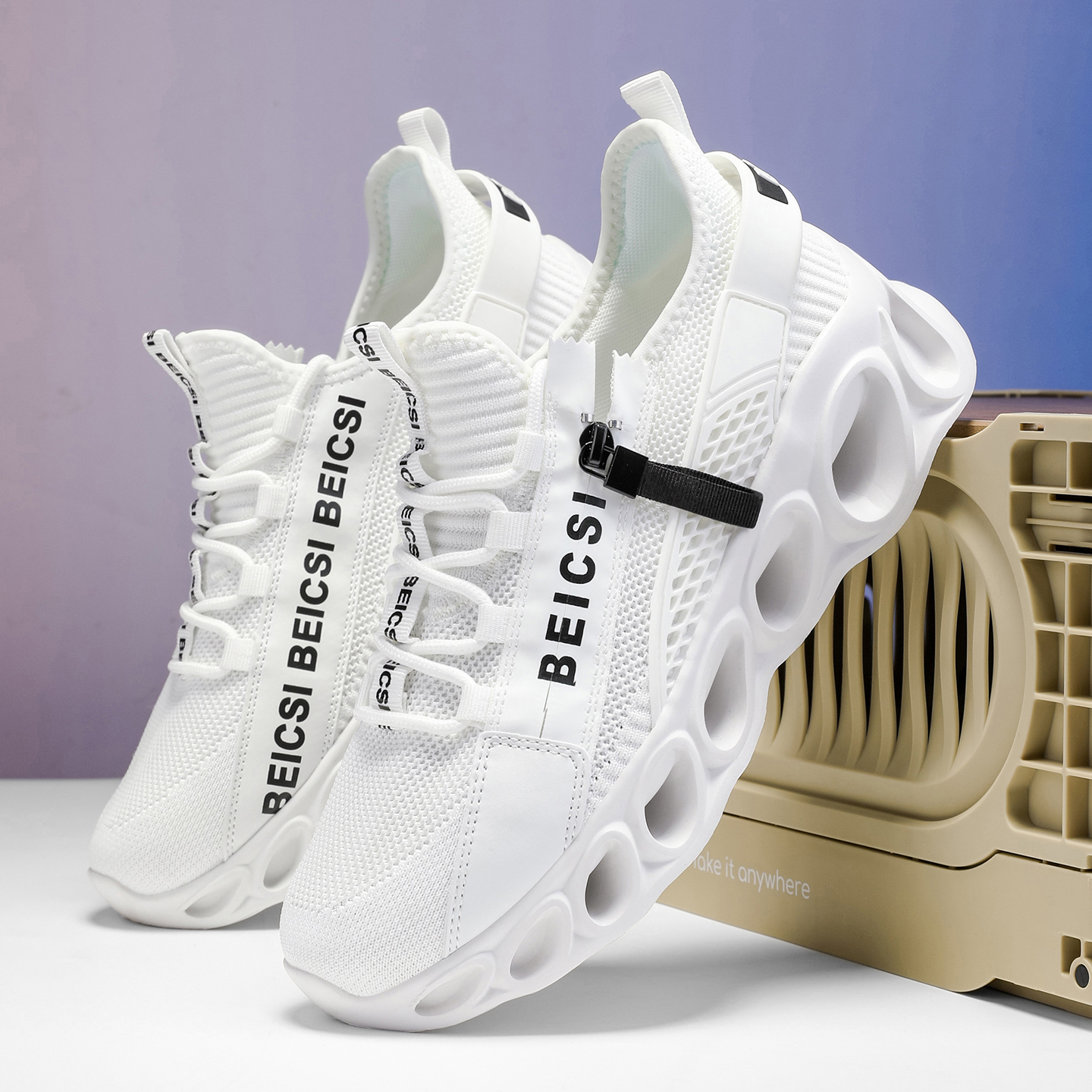 Softsfeel® Men's Side-Zip ComfortFit Walking Shoes - White