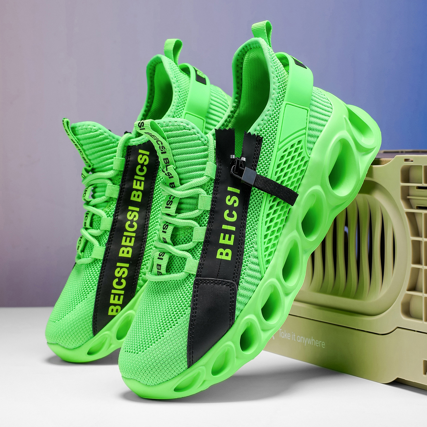 Softsfeel® Men's Side-Zip ComfortFit Walking Shoes - Green