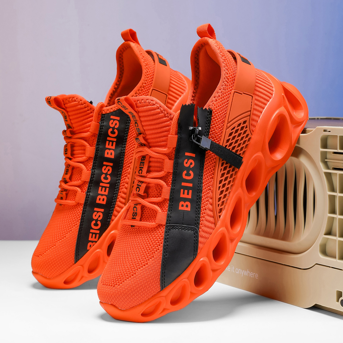 Softsfeel® Men's Side-Zip ComfortFit Walking Shoes - Orange