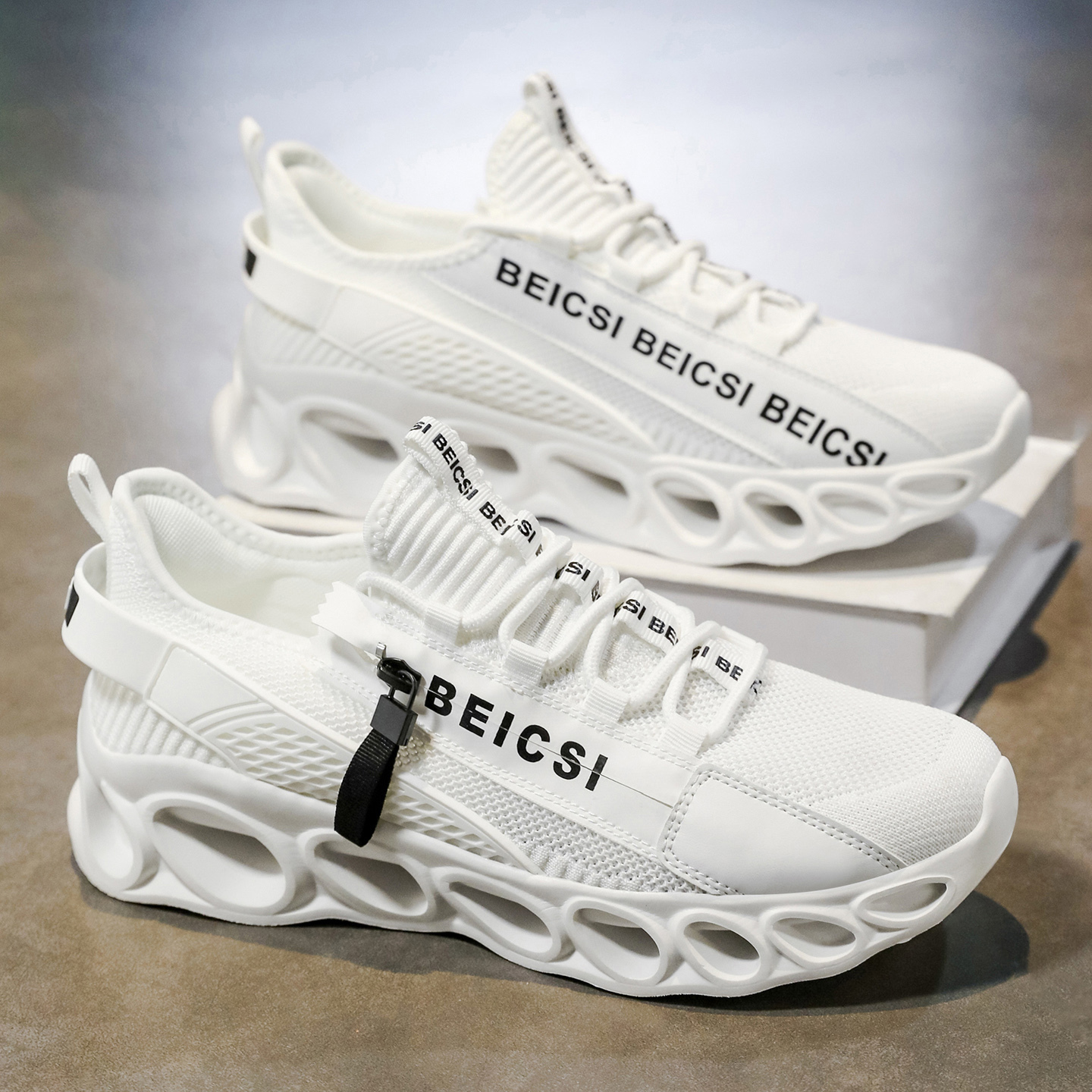 Softsfeel® Men's Side-Zip ComfortFit Walking Shoes - White