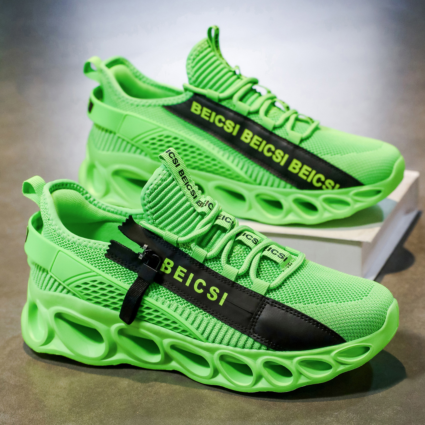 Softsfeel® Men's Side-Zip ComfortFit Walking Shoes - Green