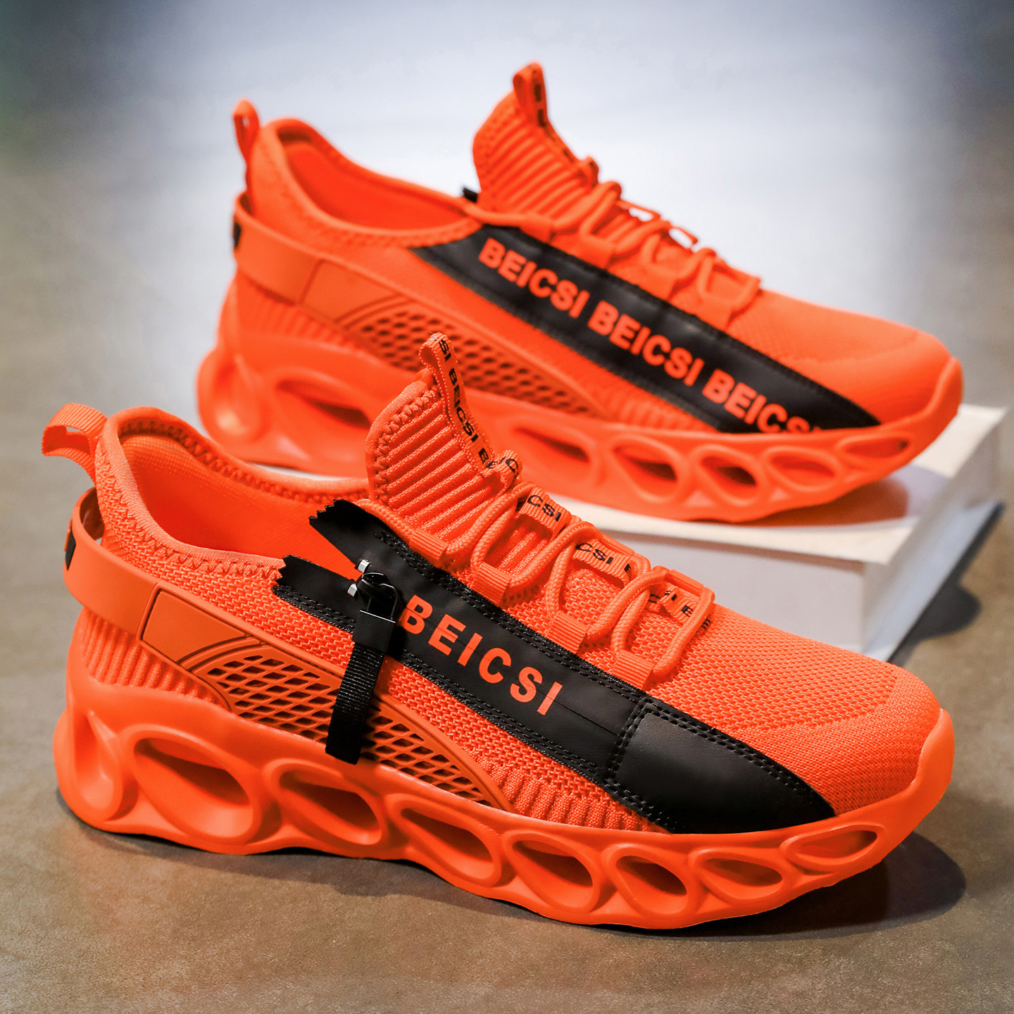 Softsfeel® Men's Side-Zip ComfortFit Walking Shoes - Orange