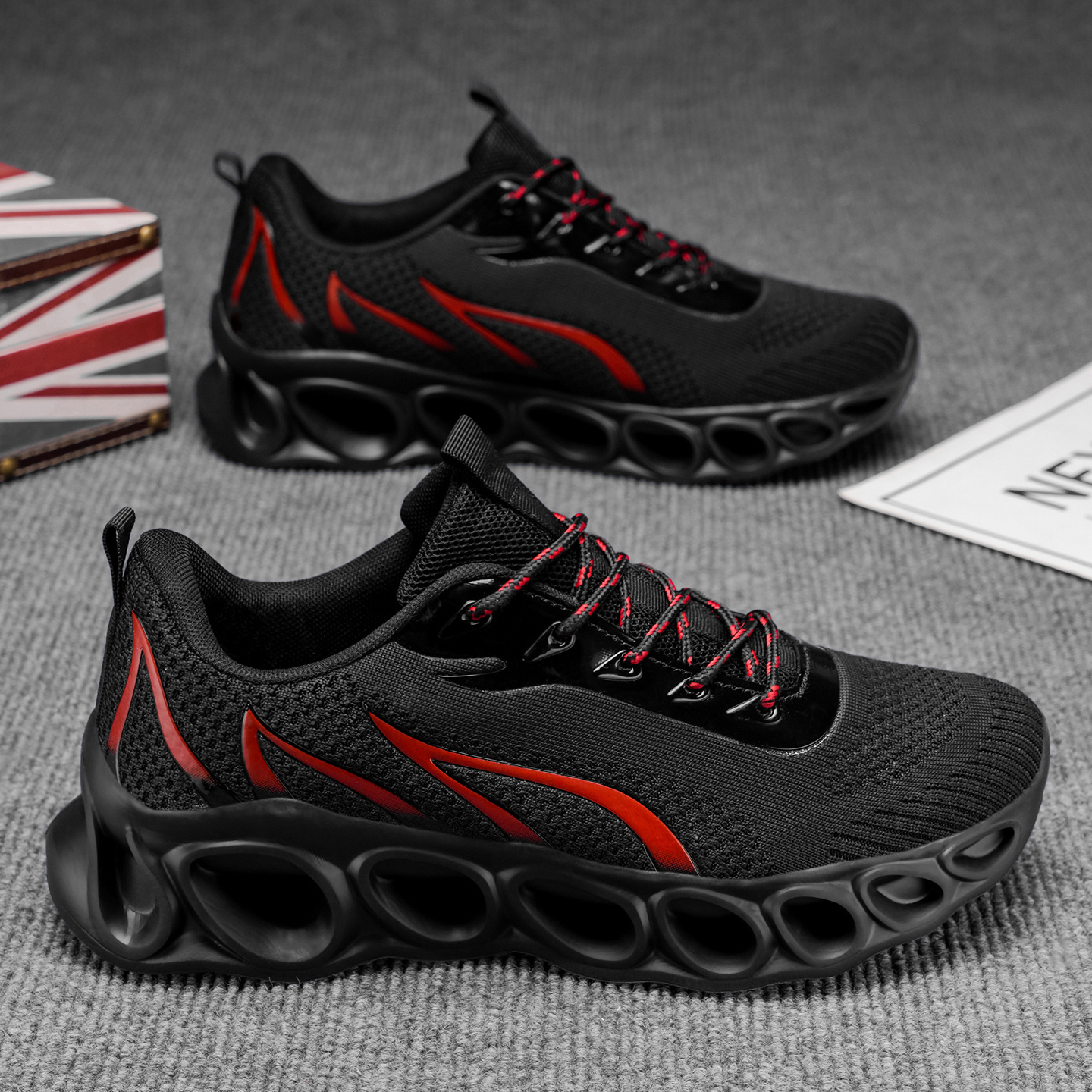 Softsfeel® Women's Relieve Foot Pain Perfect Walking Shoes - Black Red