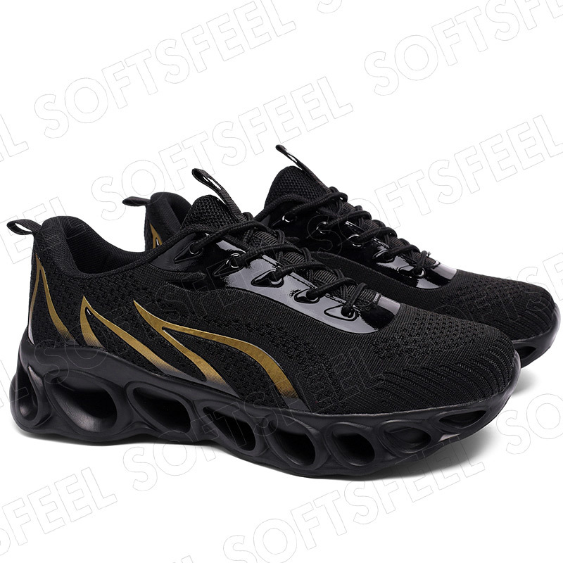 Softsfeel Women's Relieve Foot Pain Perfect Walking Shoes - Black Gold-SOFTSFEEL