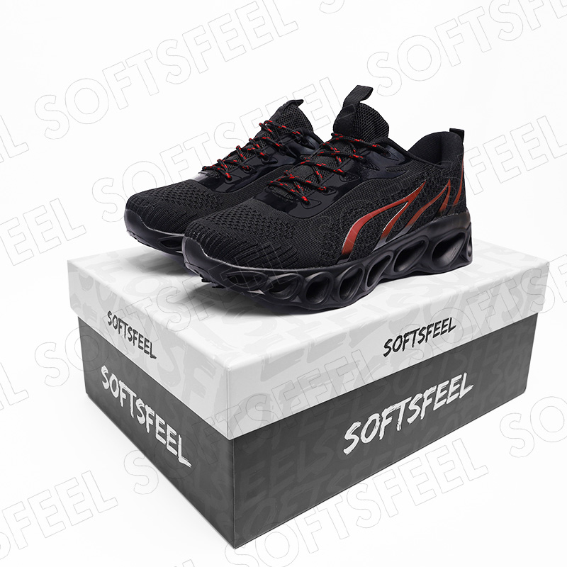 Softsfeel Women's Relieve Foot Pain Perfect Walking Shoes - Black Red-SOFTSFEEL