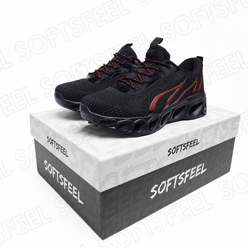 Softsfeel Women's Relieve Foot Pain Perfect Walking Shoes - Black Red-SOFTSFEEL