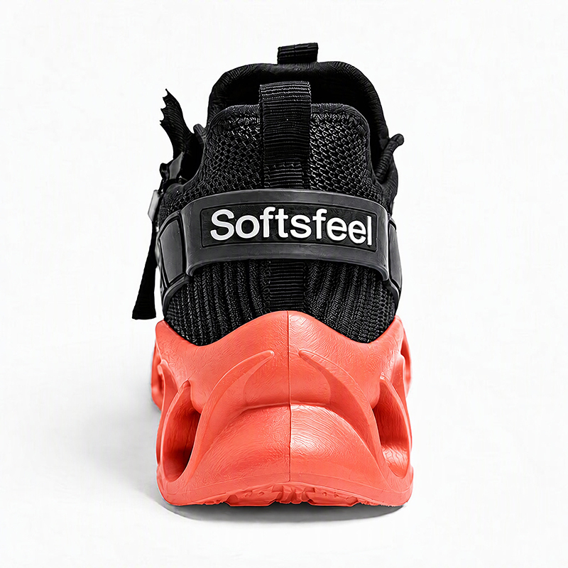 Softsfeel® Men's Side-Zip ComfortFit Walking Shoes - Black Orange
