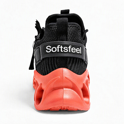 Softsfeel® Men's Side-Zip ComfortFit Walking Shoes - Black Orange