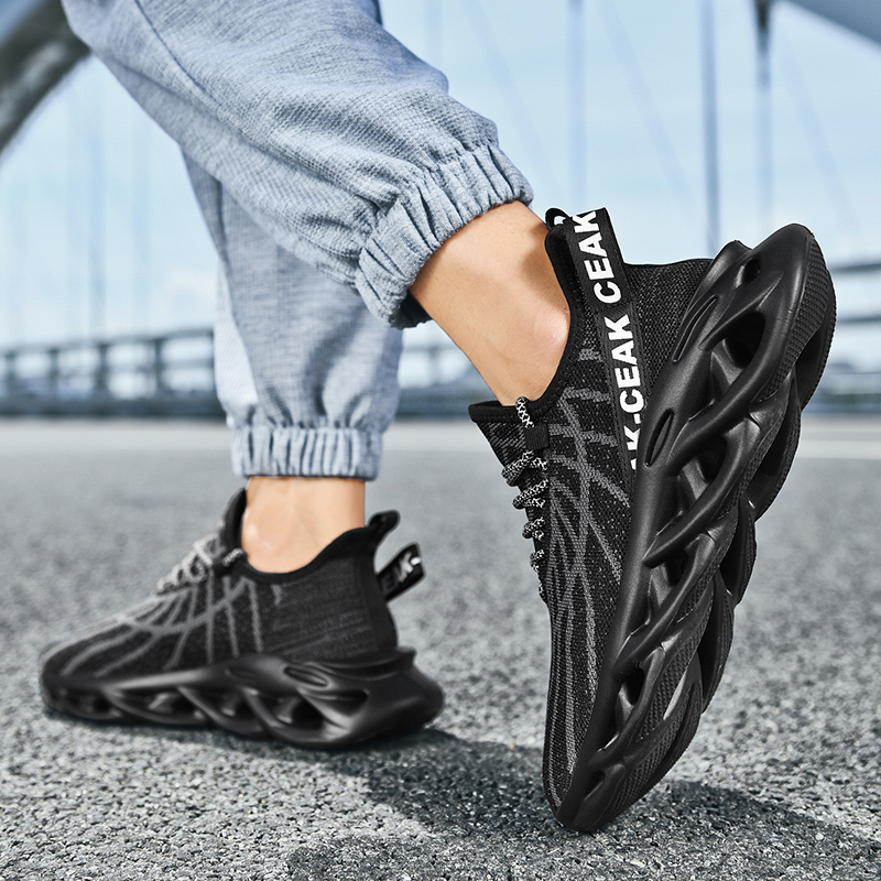 Men's Ortho Stretch Cushion Shoes - Black-SOFTSFEEL