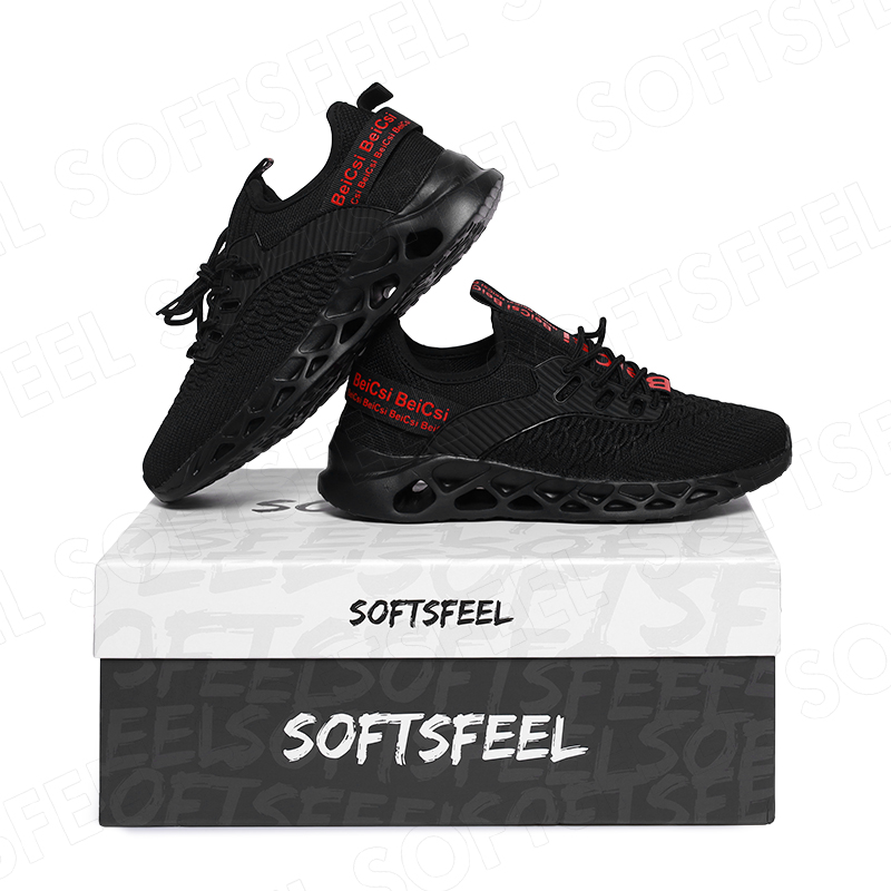 Softsfeel Women's AirCushion Shoes - Black Red-SOFTSFEEL