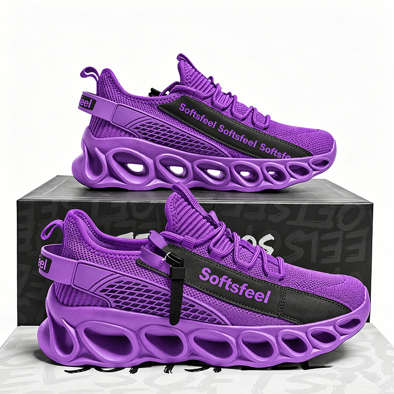 Softsfeel® Men's Side-Zip ComfortFit Walking Shoes - Purple