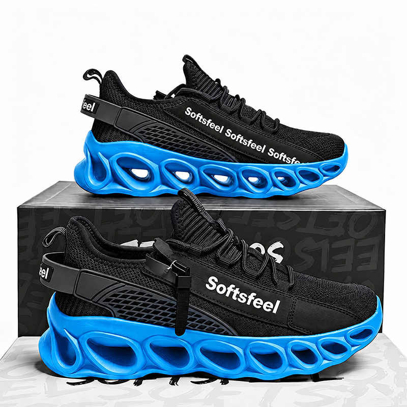 Softsfeel® Men's Side-Zip ComfortFit Walking Shoes - Black Blue