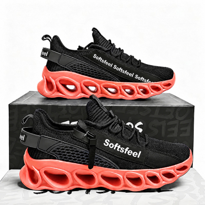 Softsfeel® Men's Side-Zip ComfortFit Walking Shoes - Black Orange