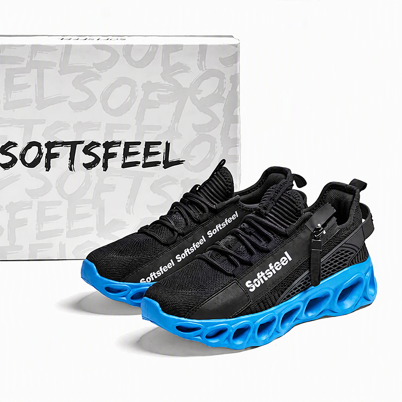 Softsfeel® Men's Side-Zip ComfortFit Walking Shoes - Black Blue