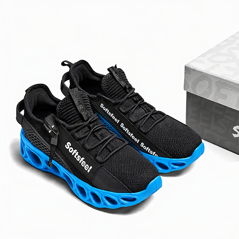 Softsfeel® Men's Side-Zip ComfortFit Walking Shoes - Black Blue