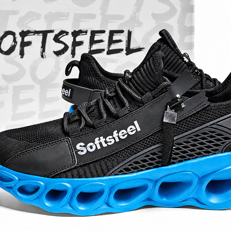 Softsfeel® Men's Side-Zip ComfortFit Walking Shoes - Black Blue