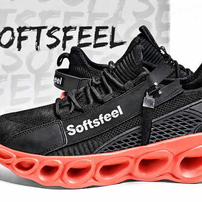 Softsfeel® Men's Side-Zip ComfortFit Walking Shoes - Black Orange